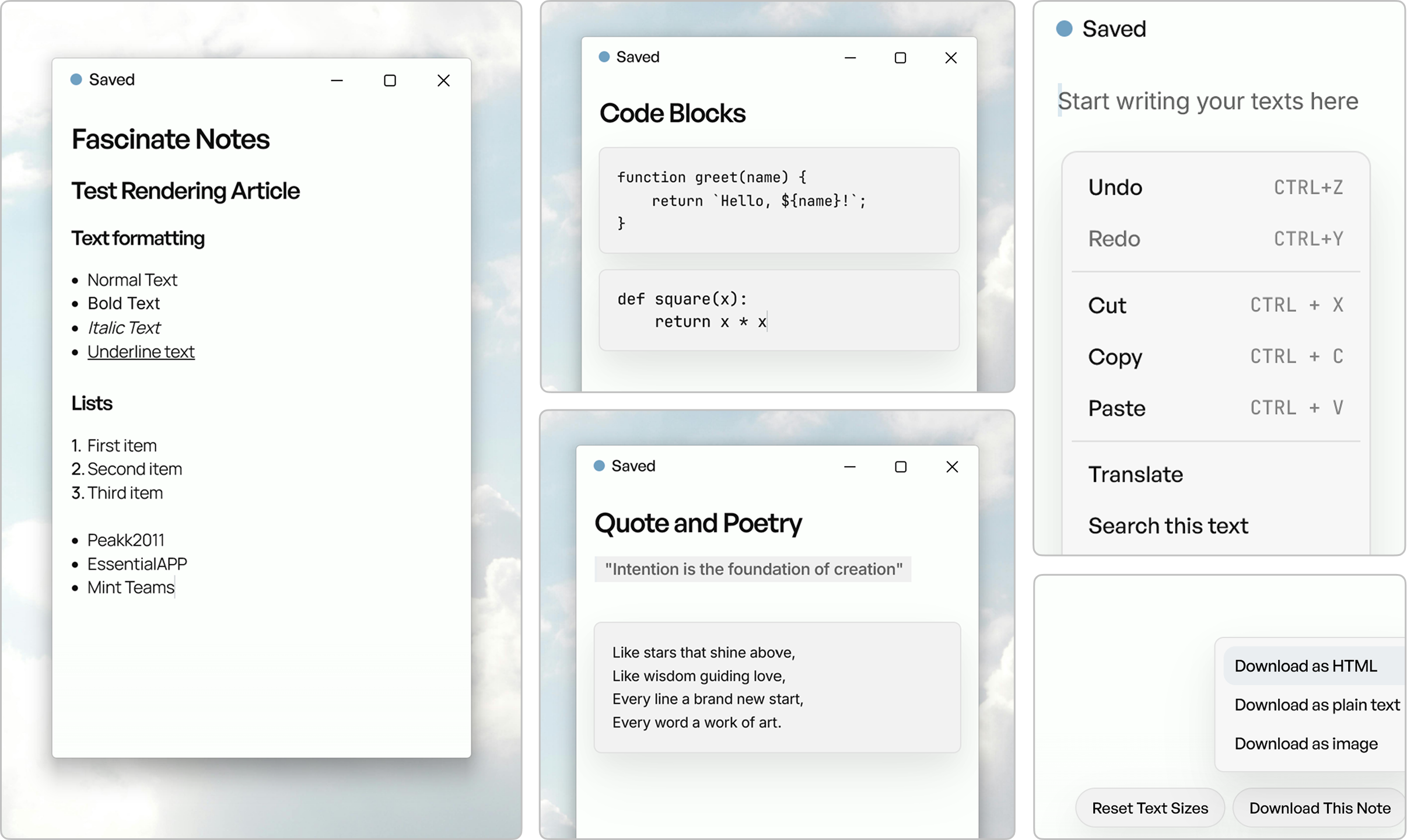 Fascinate Notes App Preview
